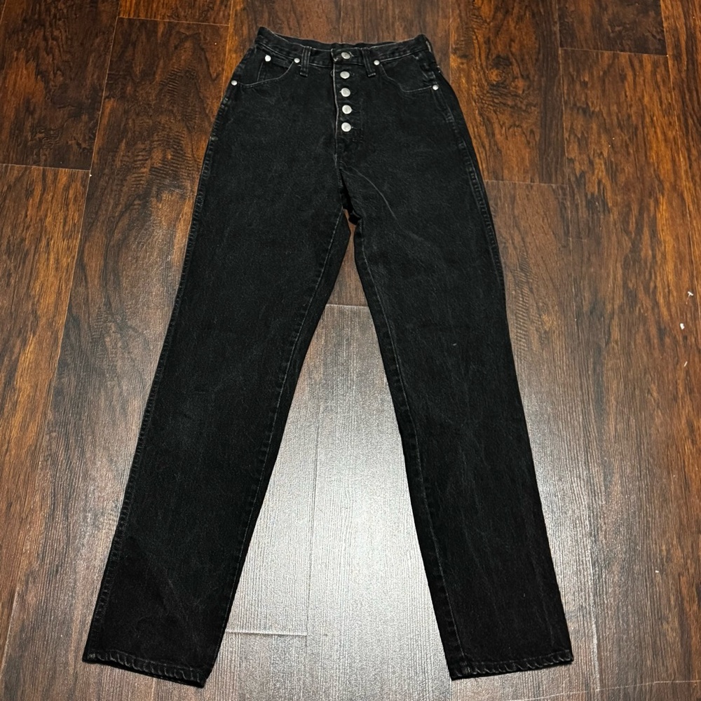 Wrangler Jeans Vintage 1989 Women's Black High-Waisted Button Fly Jeans 26/34 - Picture 2 of 12